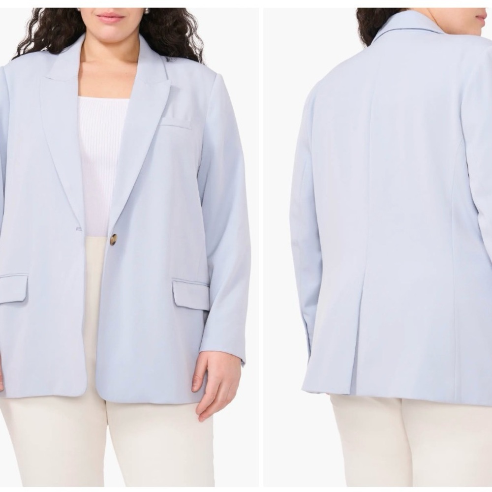 NWT Halogen Oversized Jacket Soft Blue One button Women's Blazer